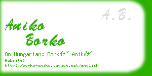 aniko borko business card